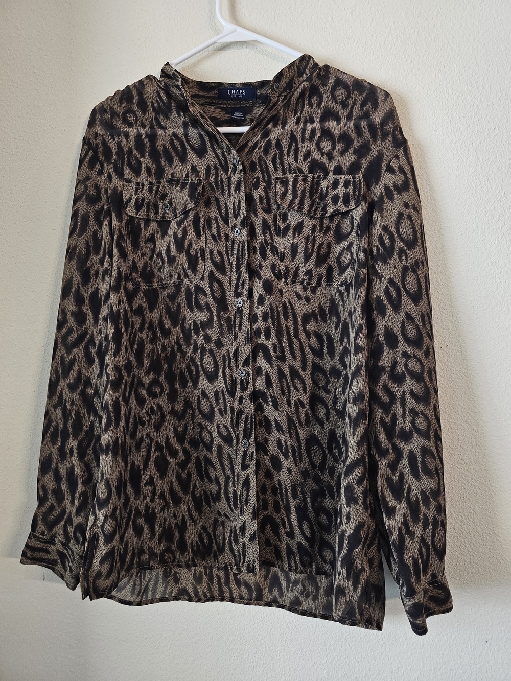 Chaps Women's Leopard Print Button-Up Blouse - Brown/Black